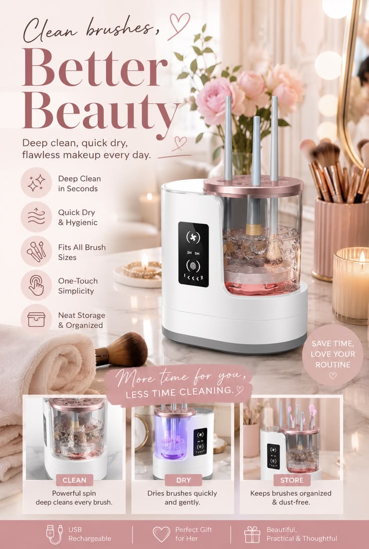 Optimistic BrushGlow™ 3-in-1 Electric Brush Cleaner & Dryer