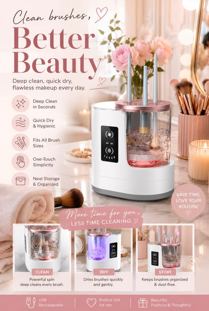Optimistic BrushGlow™ 3-in-1 Electric Brush Cleaner & Dryer
