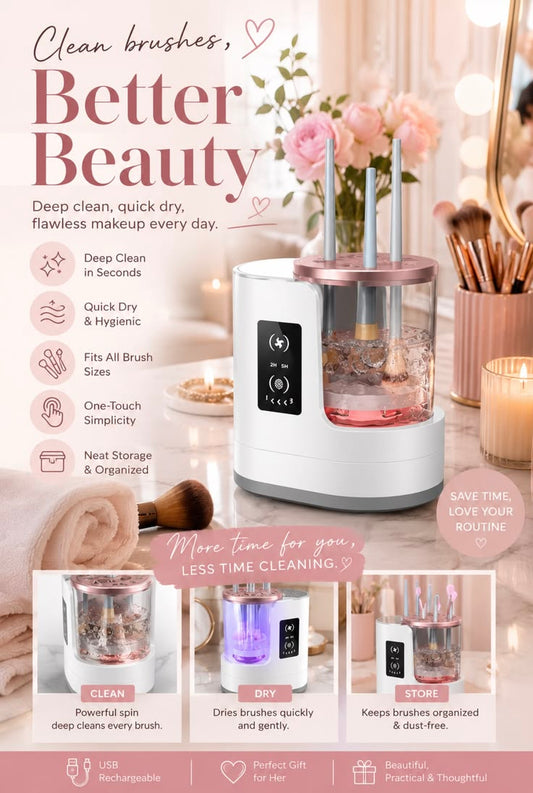 Optimistic BrushGlow™ 3-in-1 Electric Brush Cleaner & Dryer