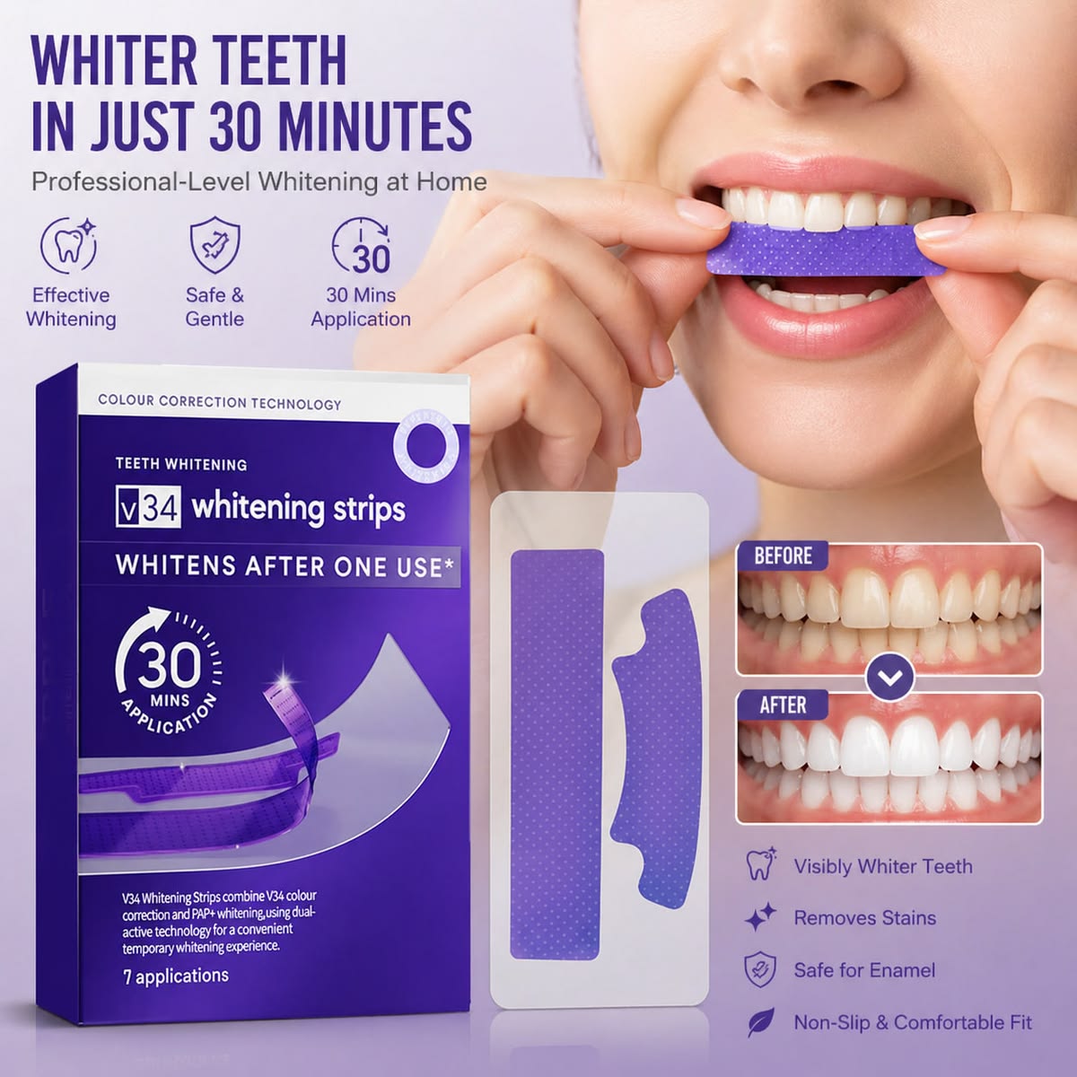 Optimistic BrightSmile™ Purple Teeth Whitening Strips